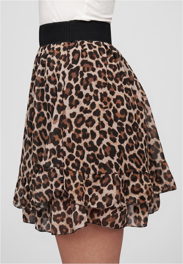 Cloud5ive Damen Stufenrock mit Leo Print und 2-lagigem Stoff-2