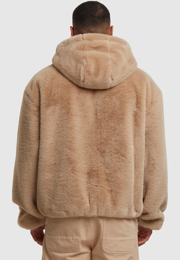 Full Zip Faux Fur Hoodie-1