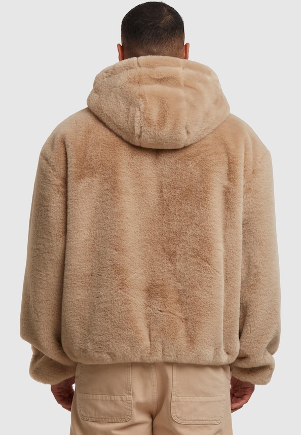 Full Zip Faux Fur Hoodie-1