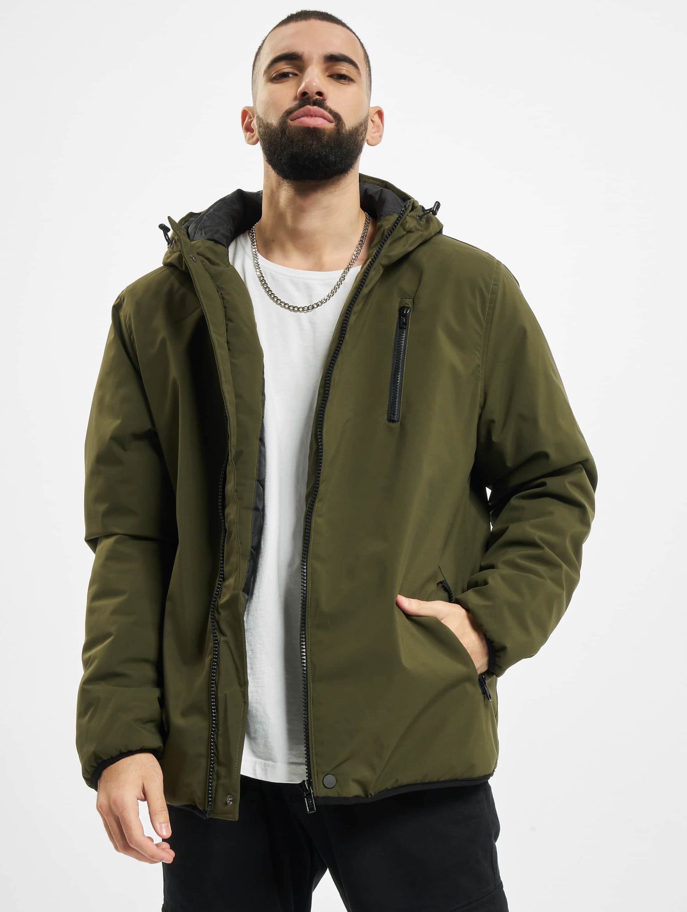 Urban Classics Hooded Sporty Zip Jacket Mannen op kleur olijf, Maat M