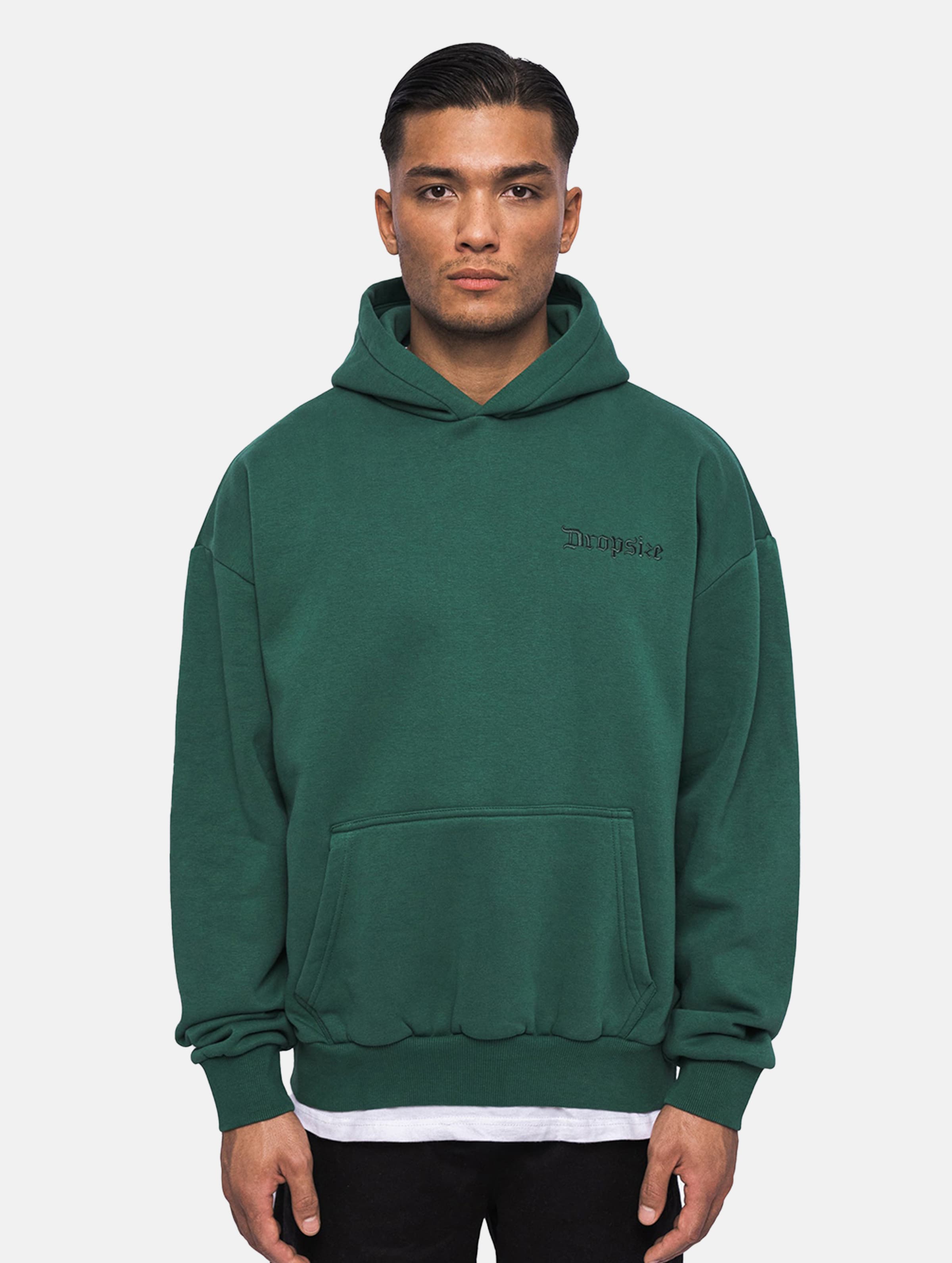 Dropsize Heavy Oversize Embo Hoodies op kleur groen, Maat S