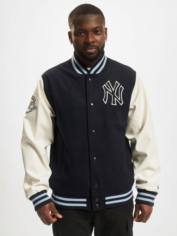 New Era MLB New York Yankees anniversary patch varsity jacket in navy