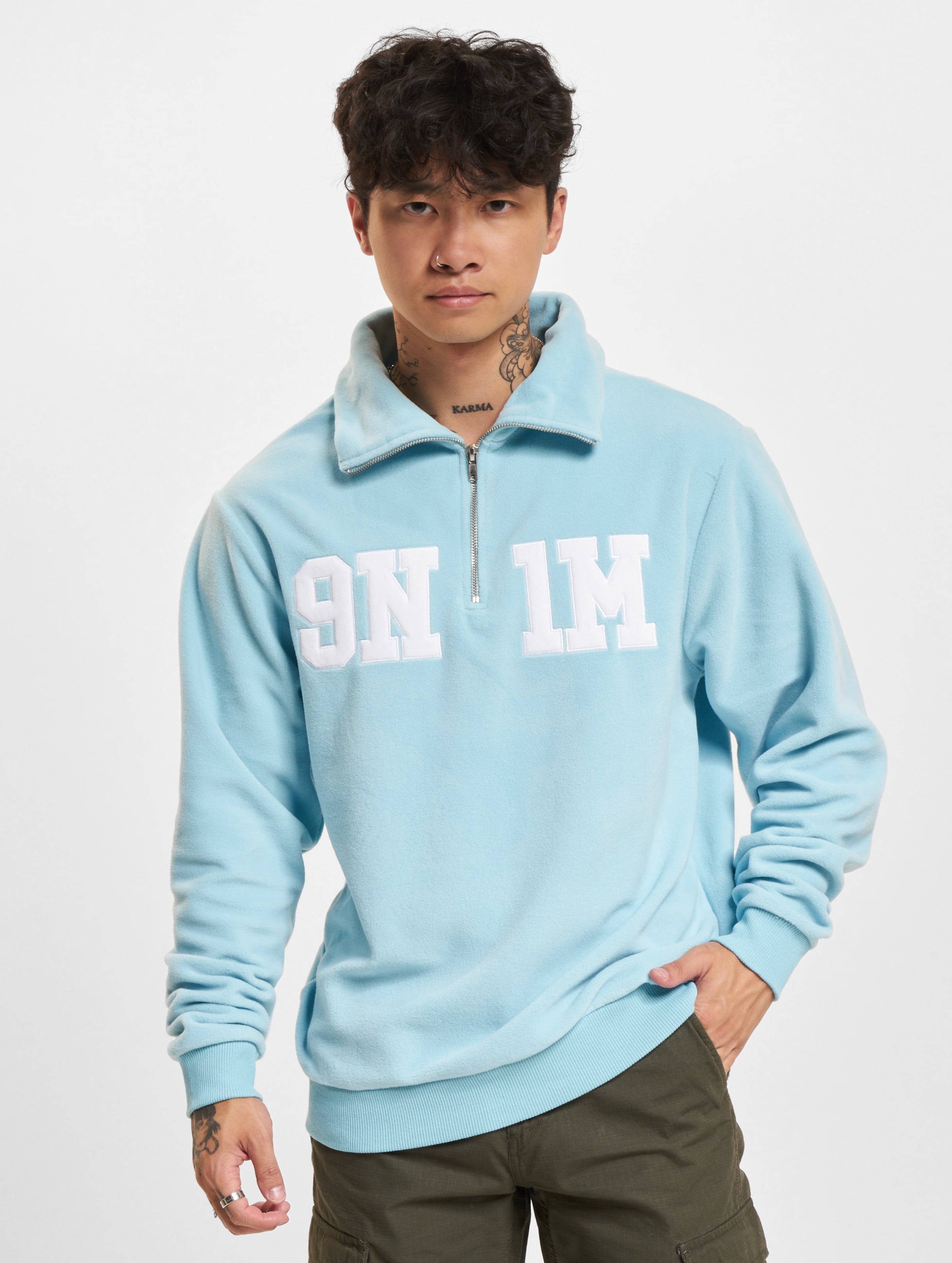 9N1M SENSE Halfzip Sweatjacket Männer,Unisex op kleur blauw, Maat XS