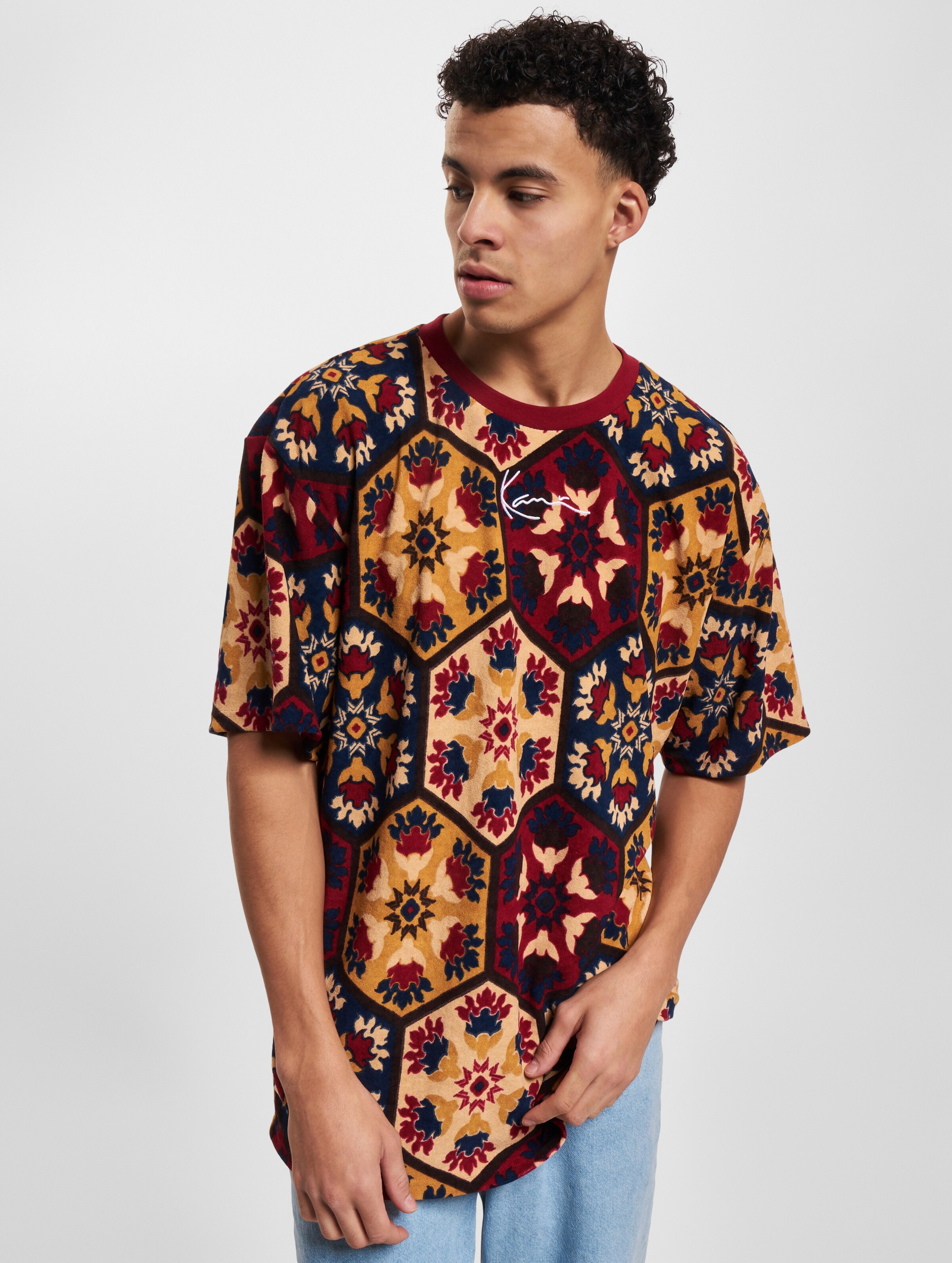 Karl Kani Small Signature Tile Towelling T-Shirt Mannen op kleur rood, Maat XL