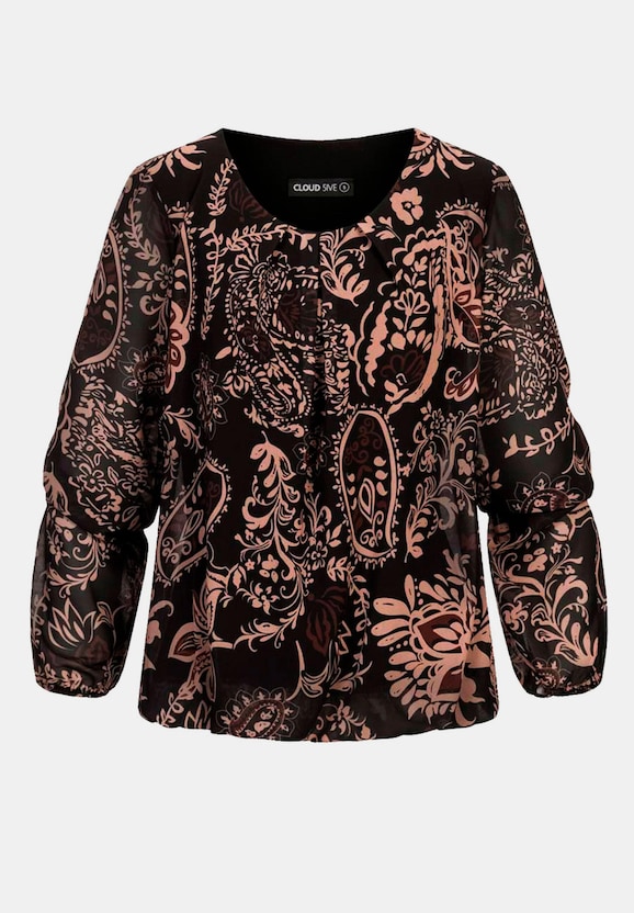Cloud5ive Chiffon All Over Ornament Print Blouses-1