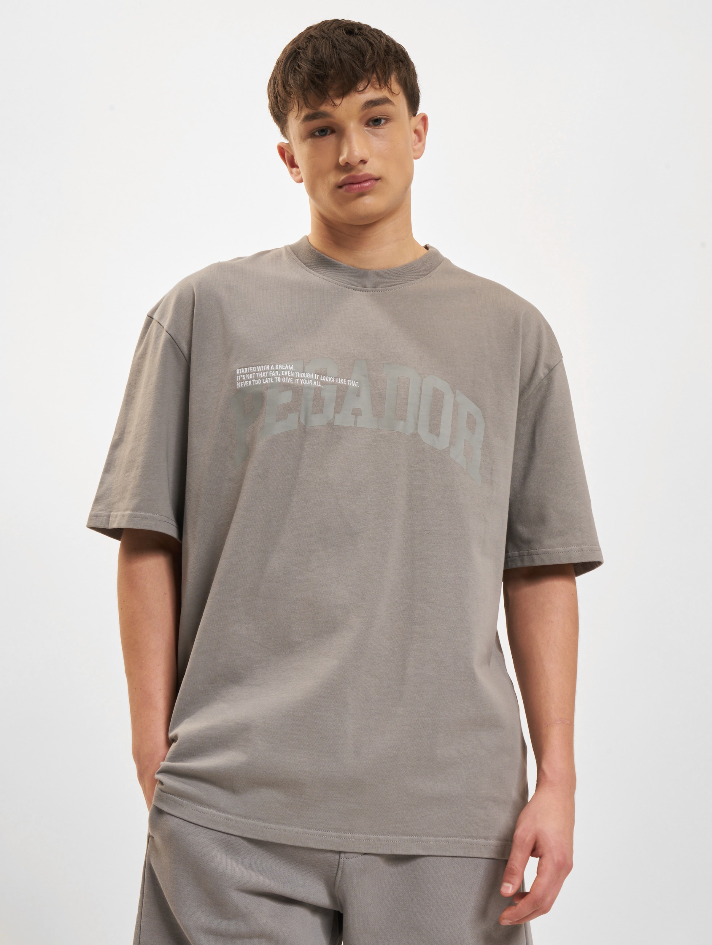 PEGADOR Gilford Oversized T-Shirts Mannen op kleur grijs, Maat S