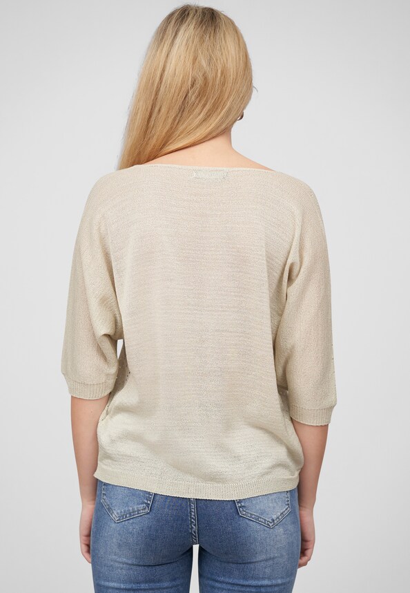 Cloud5ive Damen 3/4 Arm Top mit Fledermausärmeln und Lochmuster-1