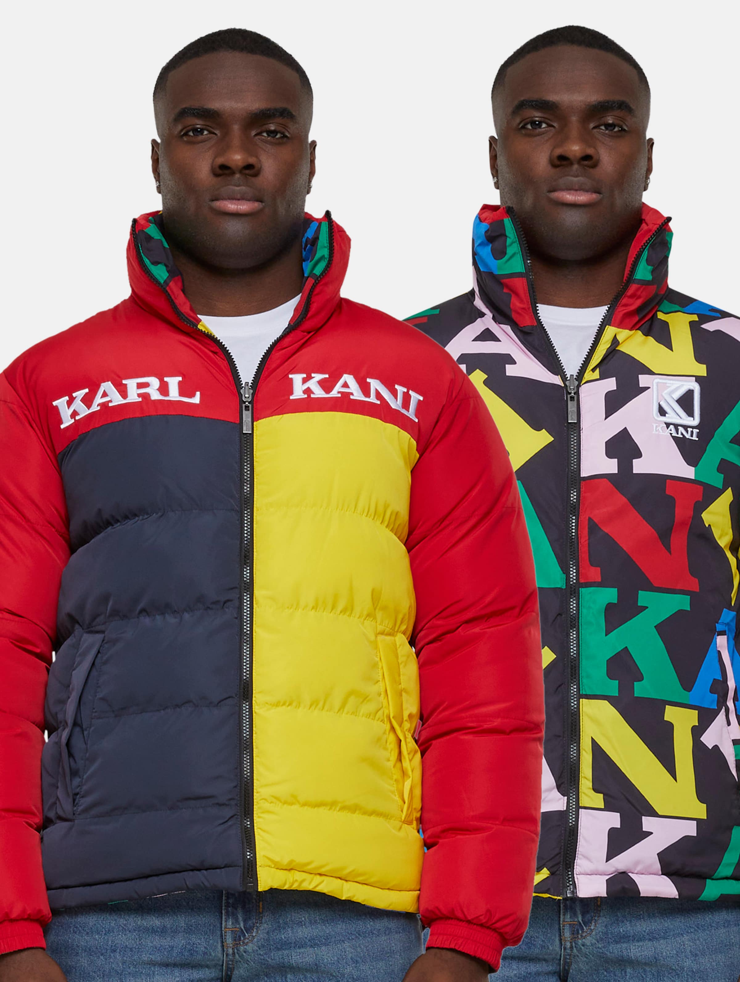 Karl Kani Retro Reversible Block Puffer Winterjacke Männer,Unisex op kleur kleurrijk, Maat S