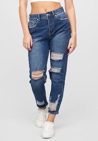 High-Waist Boyfriend Destroyed Jeans Hose 5-Pockets