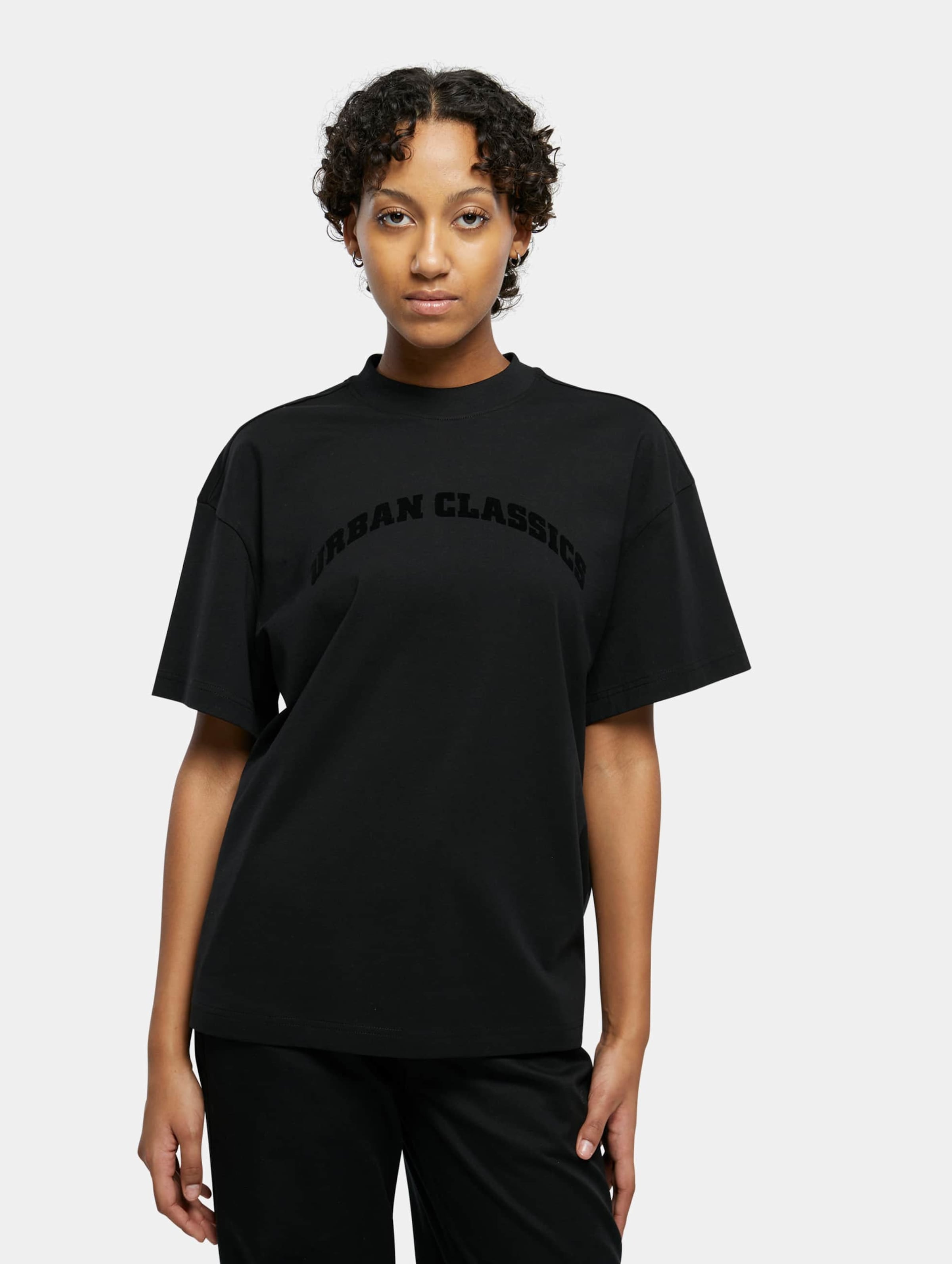 Urban Classics - Oversized Flock Ladies Tshirt - XS - Zwart