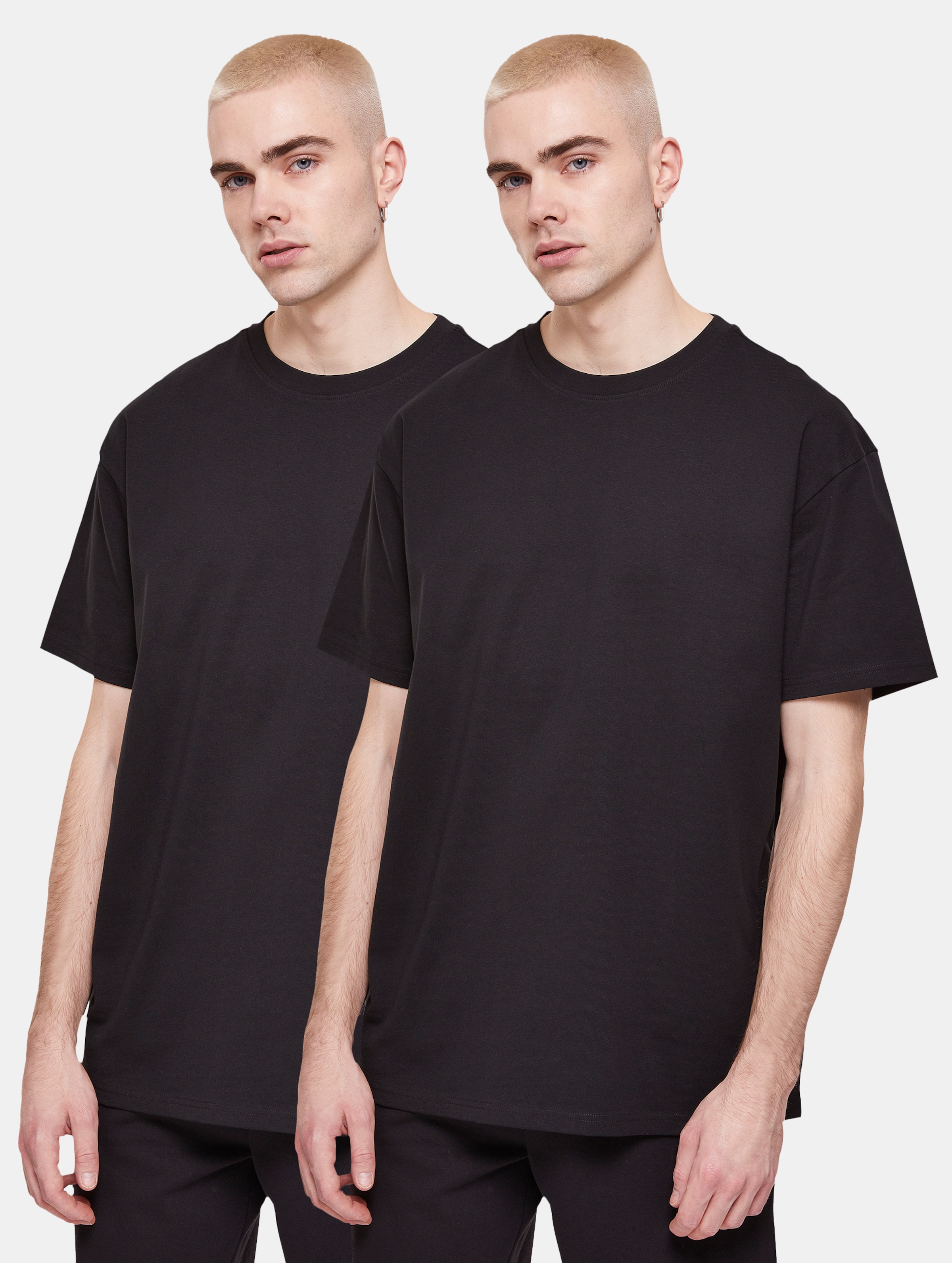 Urban Classics - Heavy Oversized 2-pack Heren T-shirt - S - Zwart/Zwart