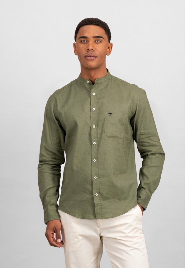 Cotton Linen Solid Stand-Up 1/1-0