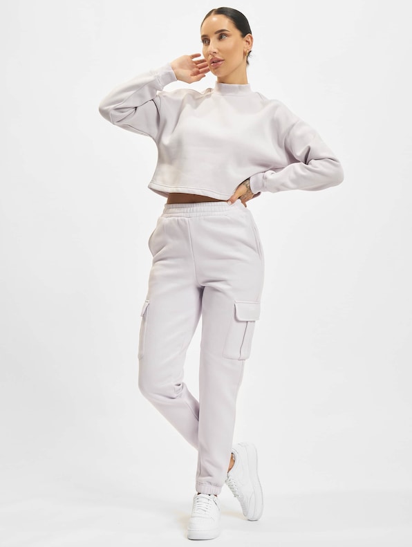 Ladies Cropped Oversized High Neck Crew-4