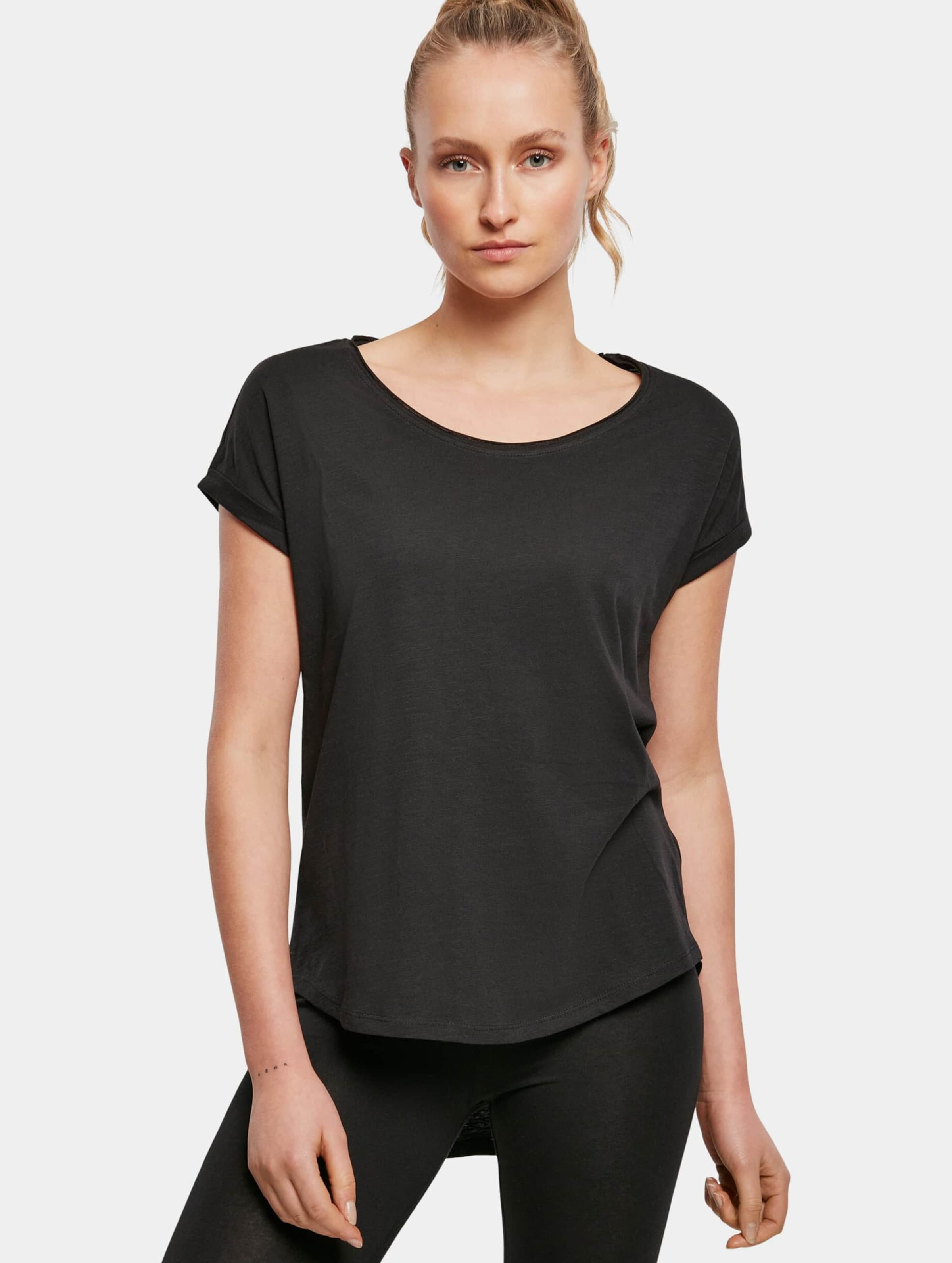 Build Your Brand Ladies Long Slub T-Shirt Vrouwen,Unisex op kleur zwart, Maat 2XL