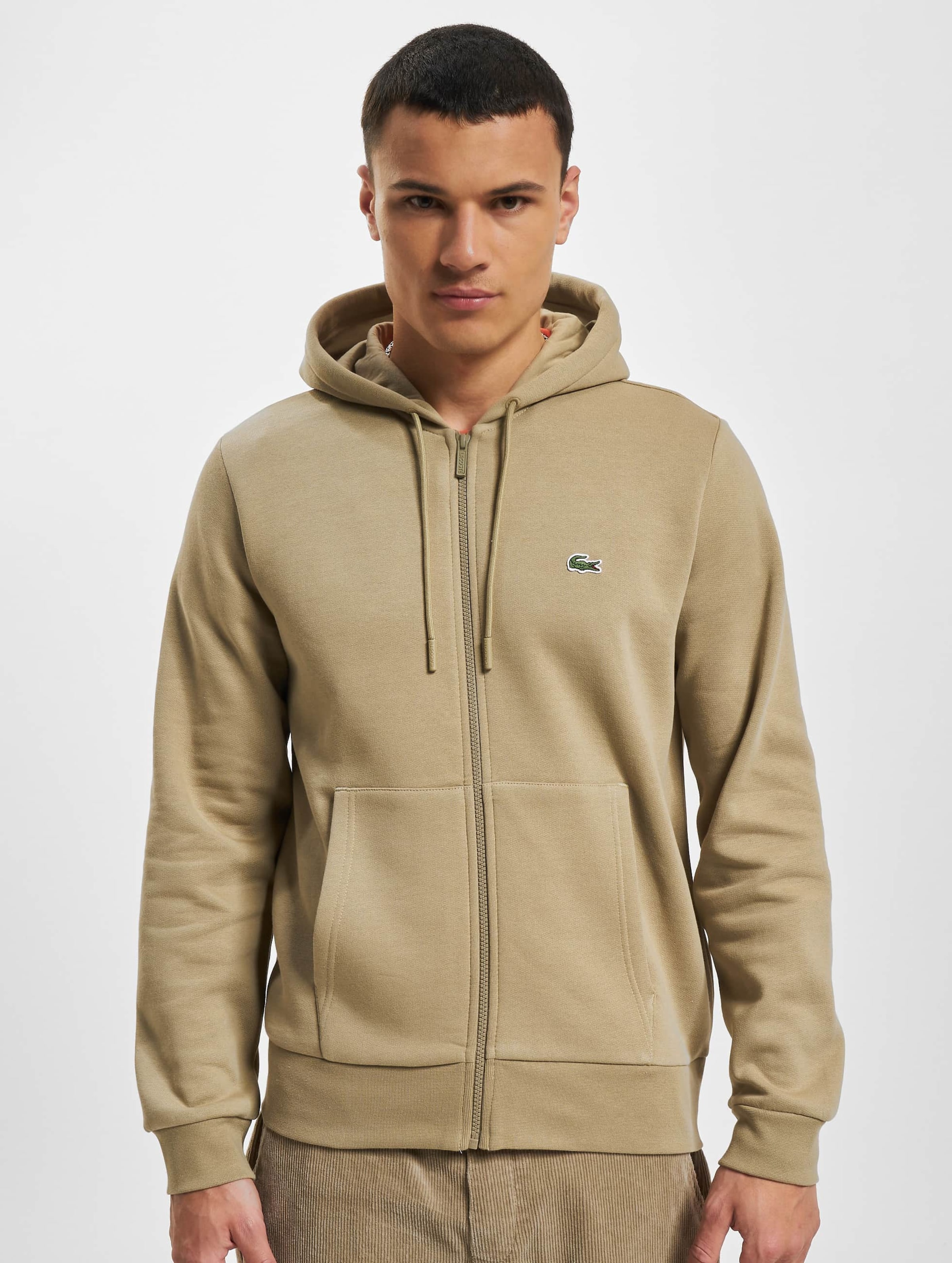 Lacoste colour block on sale sleeve zip through hoodie