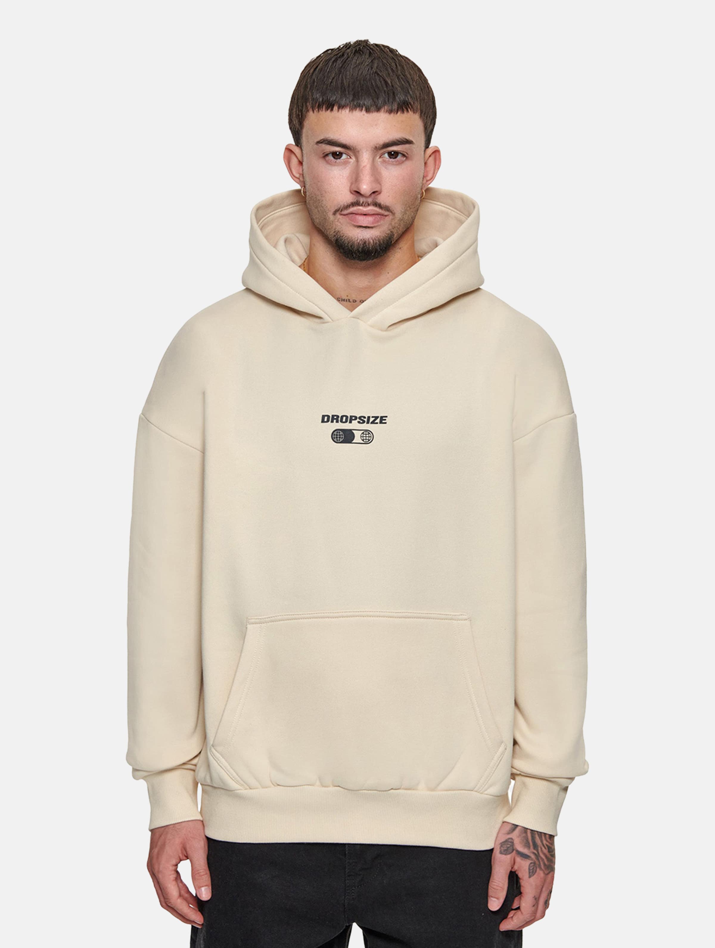 Dropsize Heavy Oversize Hustle In Silence Hoodies op kleur beige, Maat S