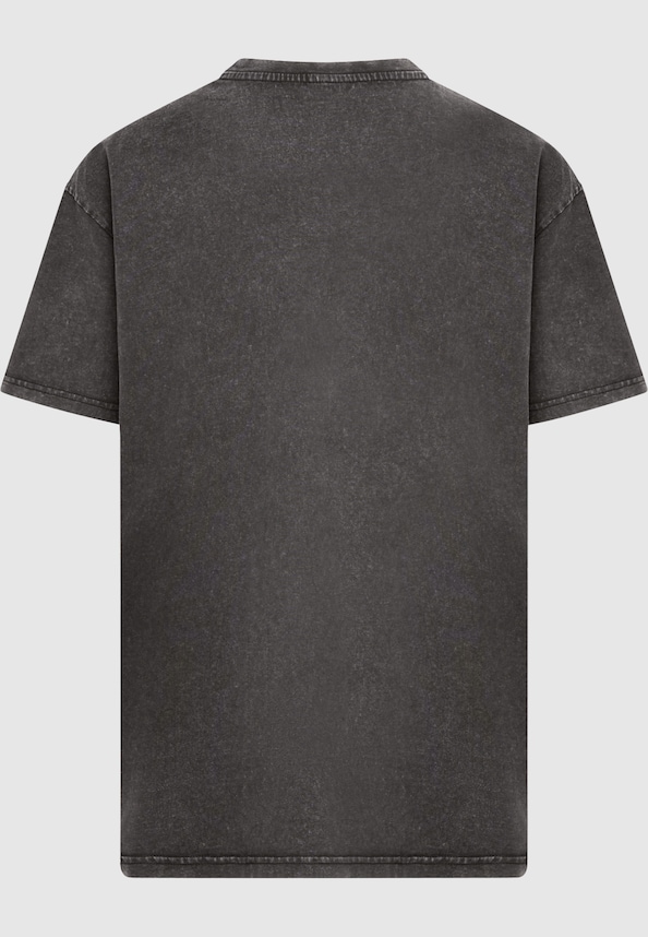 HIM - 3D Skulls and heartagrams Acid Washed Oversize Tee-3