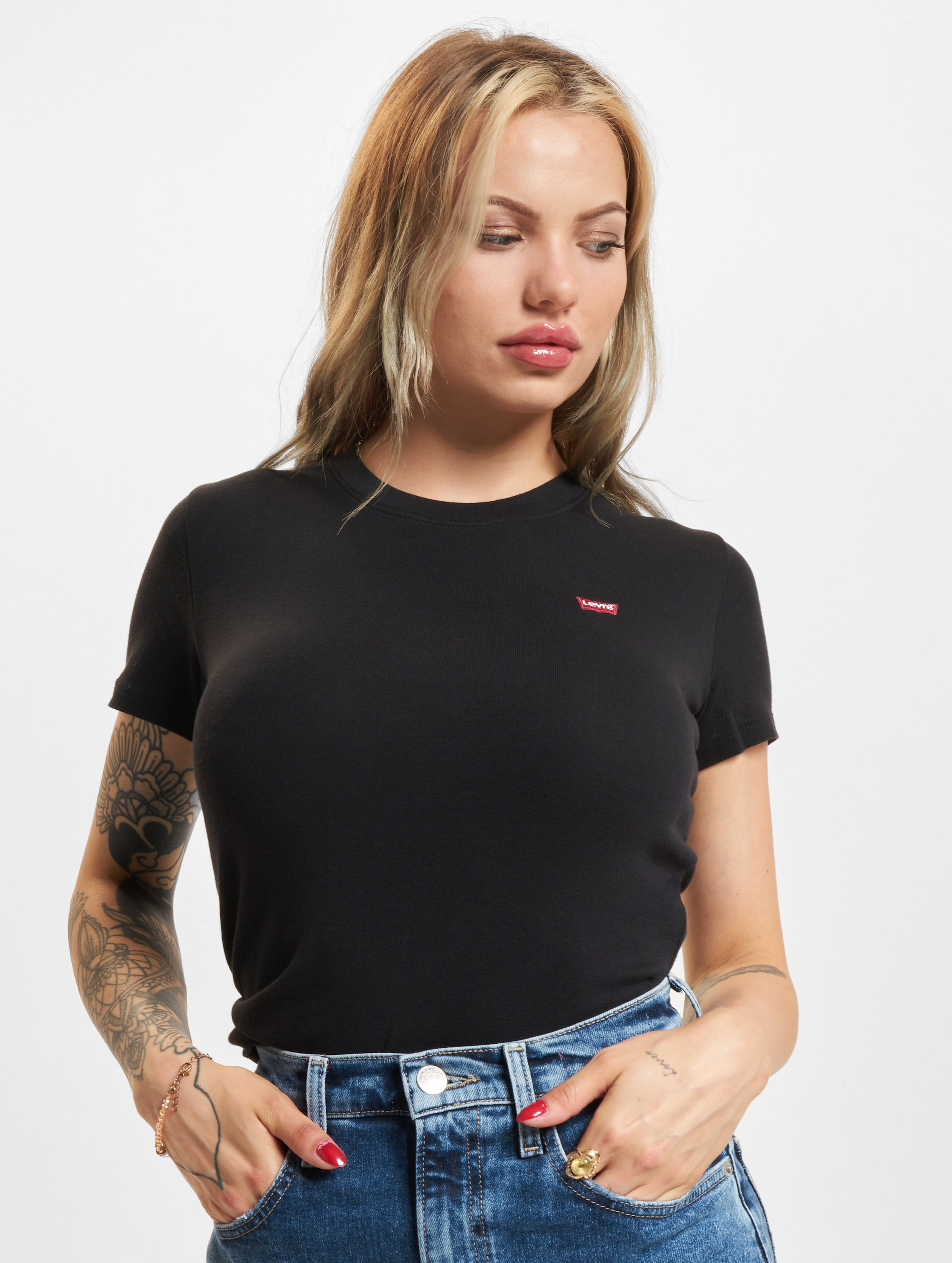 Levi's Levis SS Rib Baby T-Shirt op kleur zwart, Maat XS