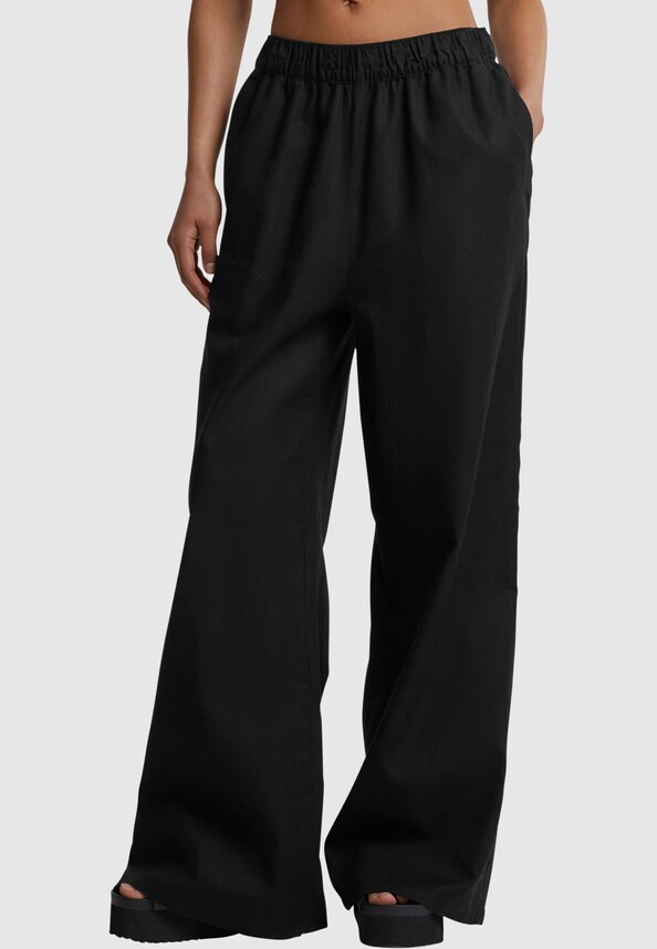 Ladies Linen Mixed Wide Pants-0
