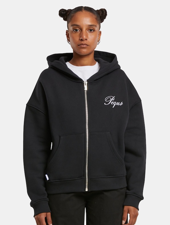 PEQUS Cropped Handwritten Logo Zip Hoodies-2