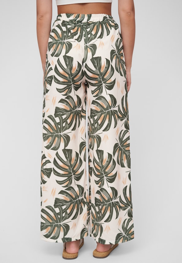 Summer Pants with palm print and tie belt-1