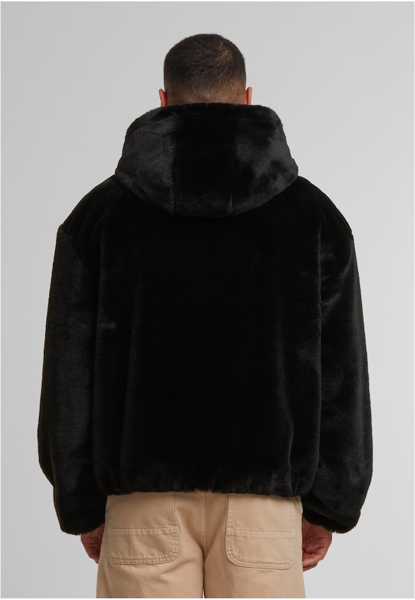 Full Zip Faux Fur Hoodie-1