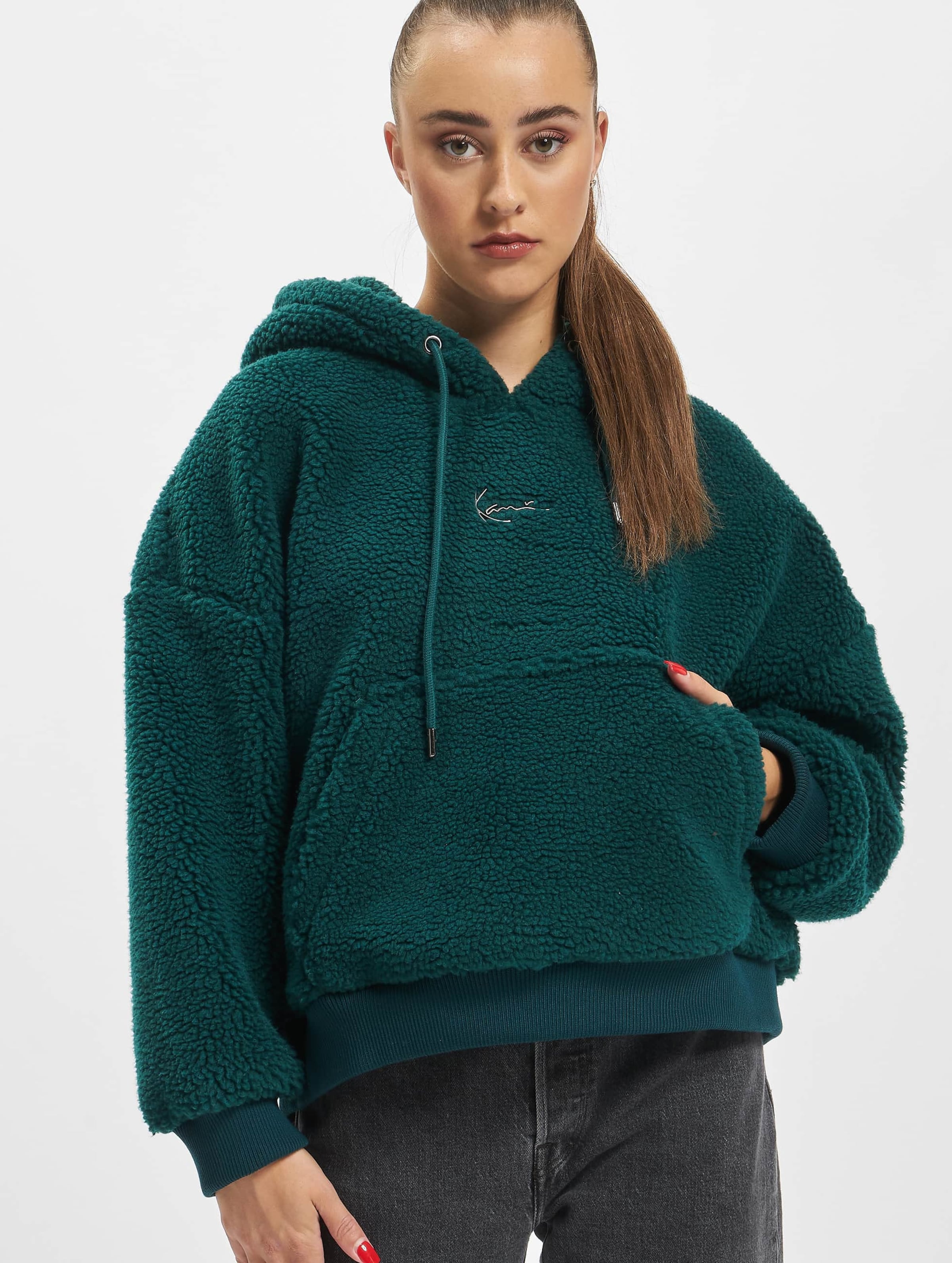 Karl Kani KW223-058-1 Small Signature Teddy OS Hoddie Vrouwen op kleur groen, Maat XL