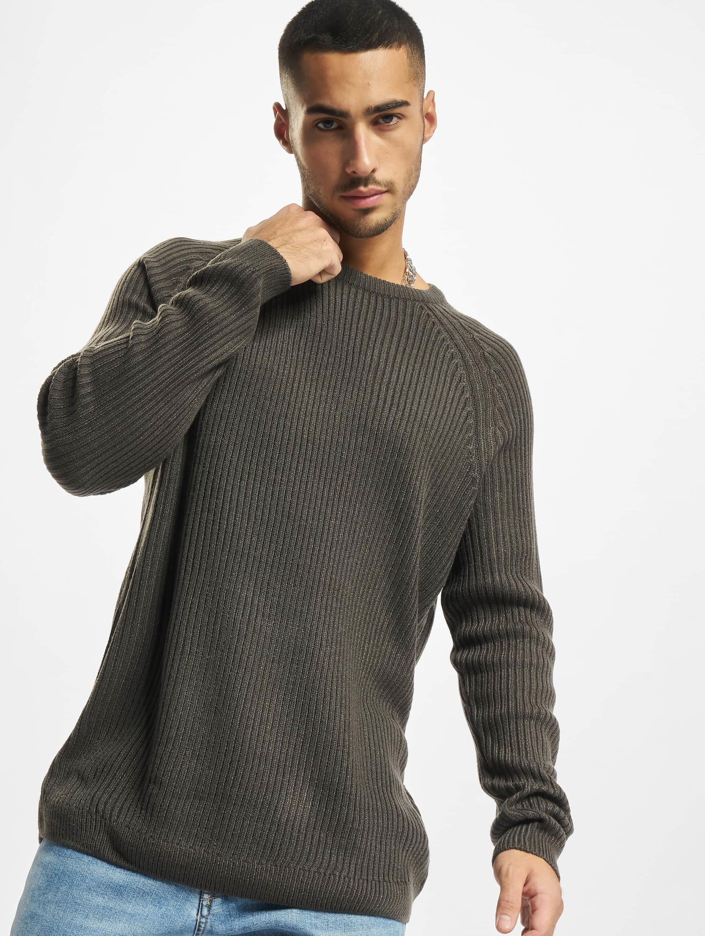 Urban Classics Ribbed Raglan Sweater Mannen op kleur grijs, Maat 3XL