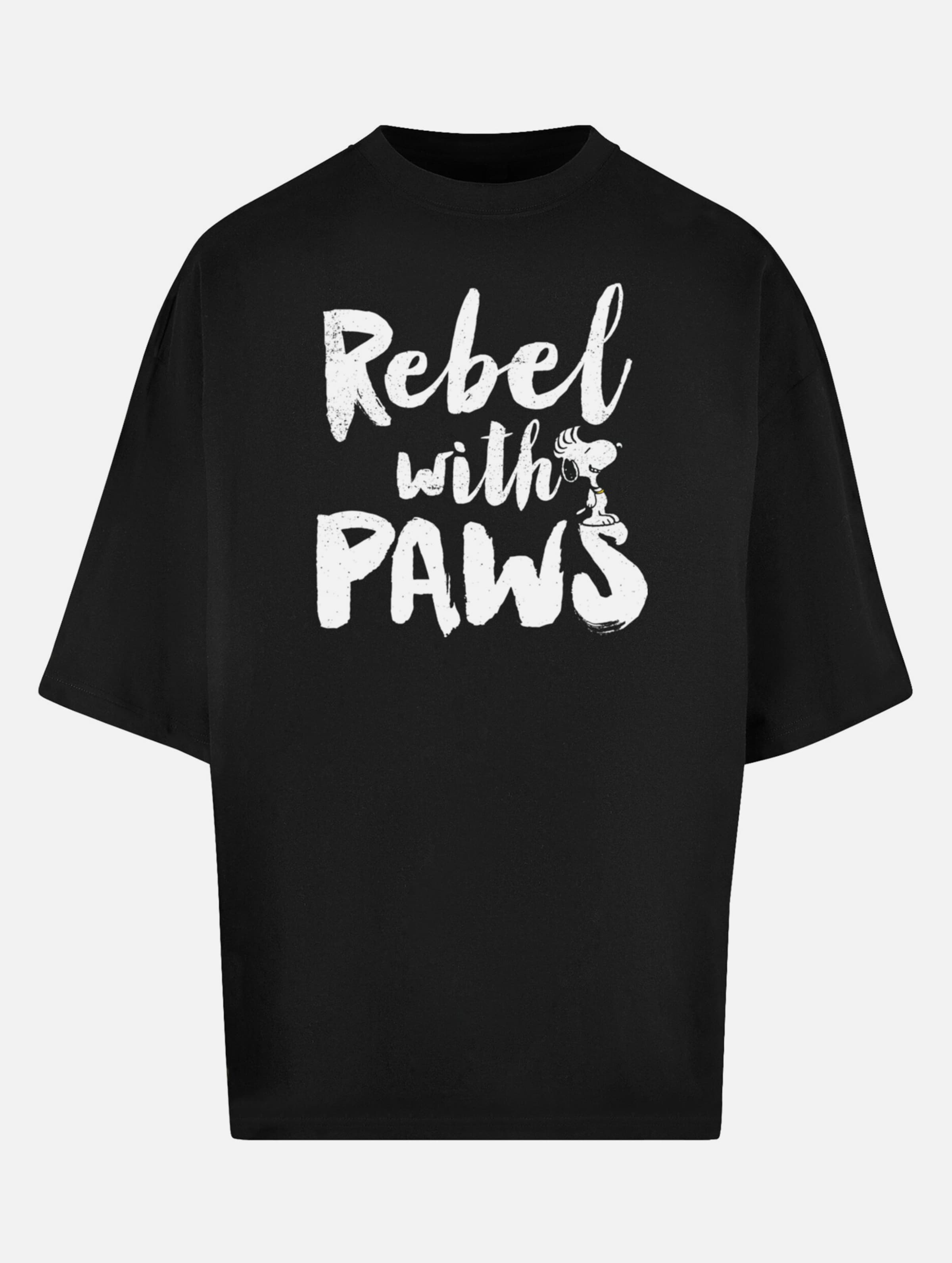 Merchcode Peanuts - Rebel with paws Huge Tee op kleur zwart, Maat M