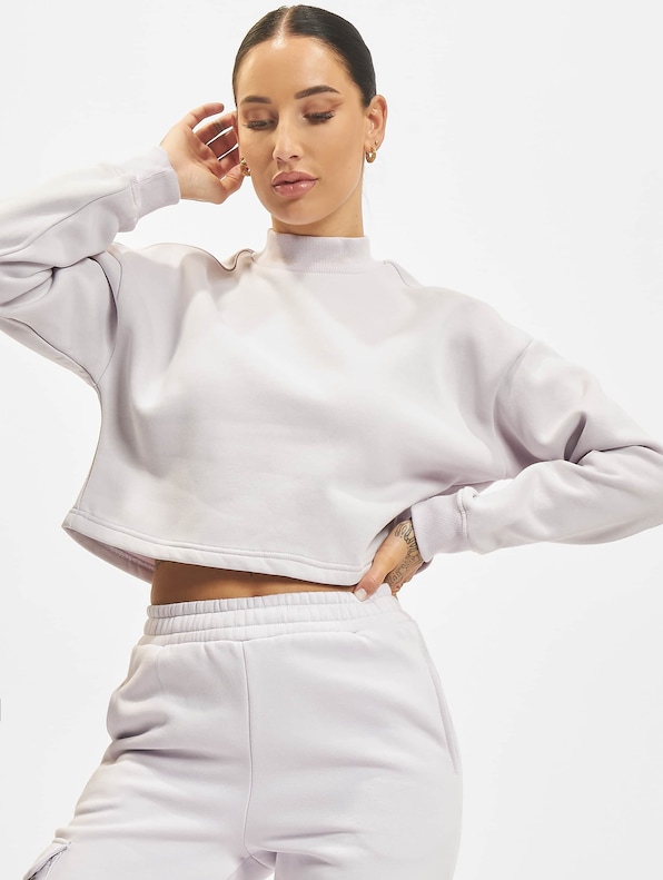 Ladies Cropped Oversized High Neck Crew-0