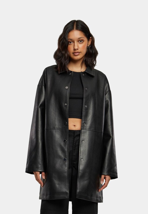 Ladies Faux Leather Coat-0