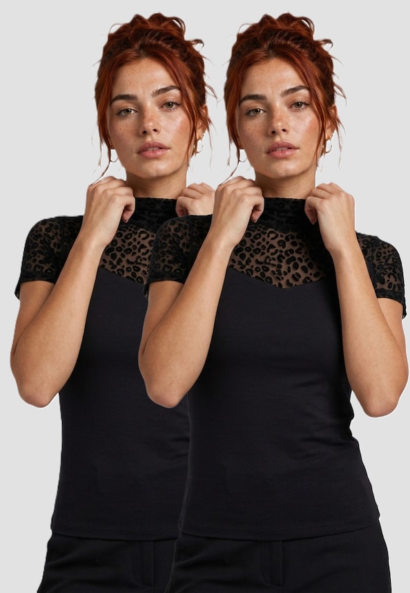 Ladies Flock Lace Turtleneck 2-Pack-0