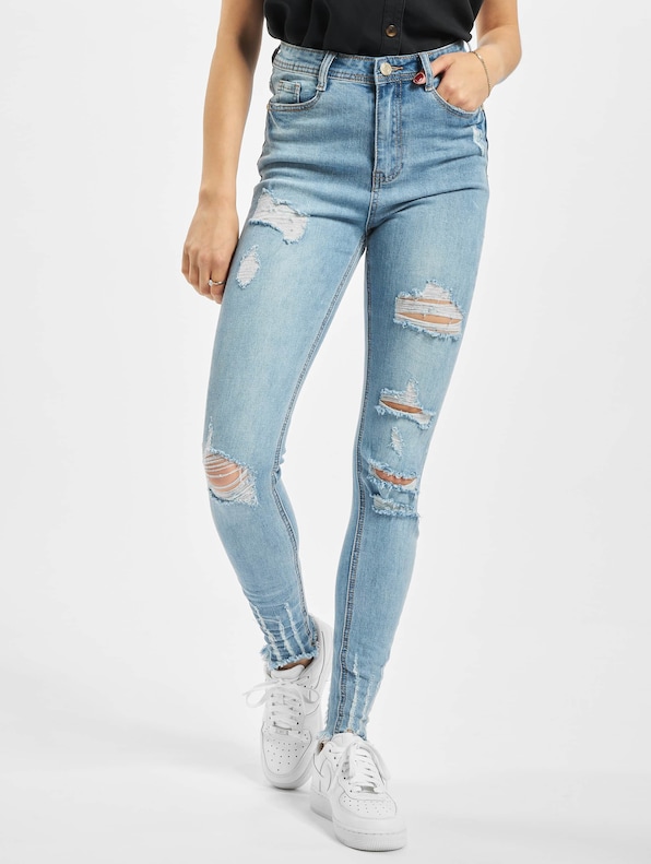 Missguided Authentic Rip Wash Skinny High Waist Jeans-2