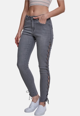 Ladies Denim Lace Up Skinny Pants