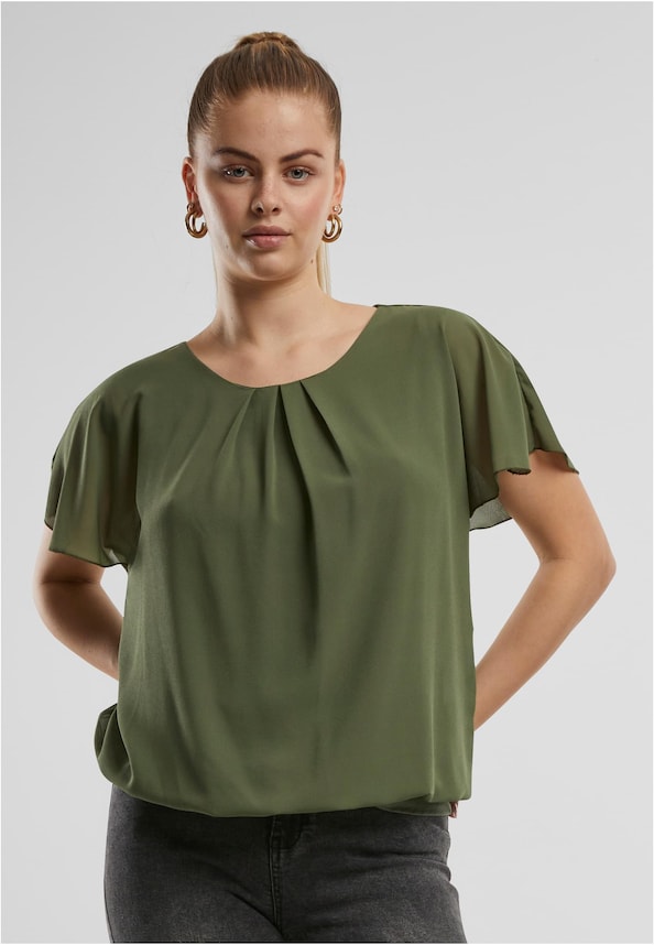 Cloud5ive Damen Chiffon Top 2-lagig mit Fledermausärmeln-0