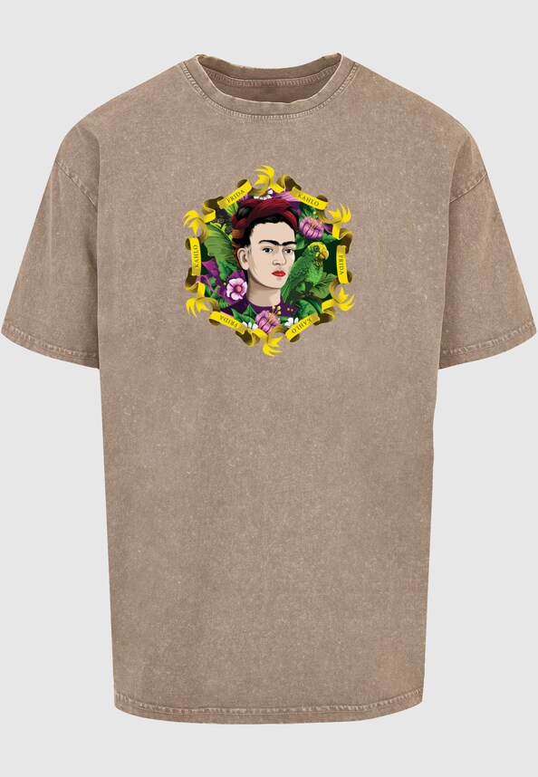 Frida Kahlo - Frame three Acid Washed Heavy Oversize T-2