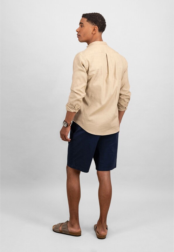 Cotton Linen Solid Stand-Up 1/1-2