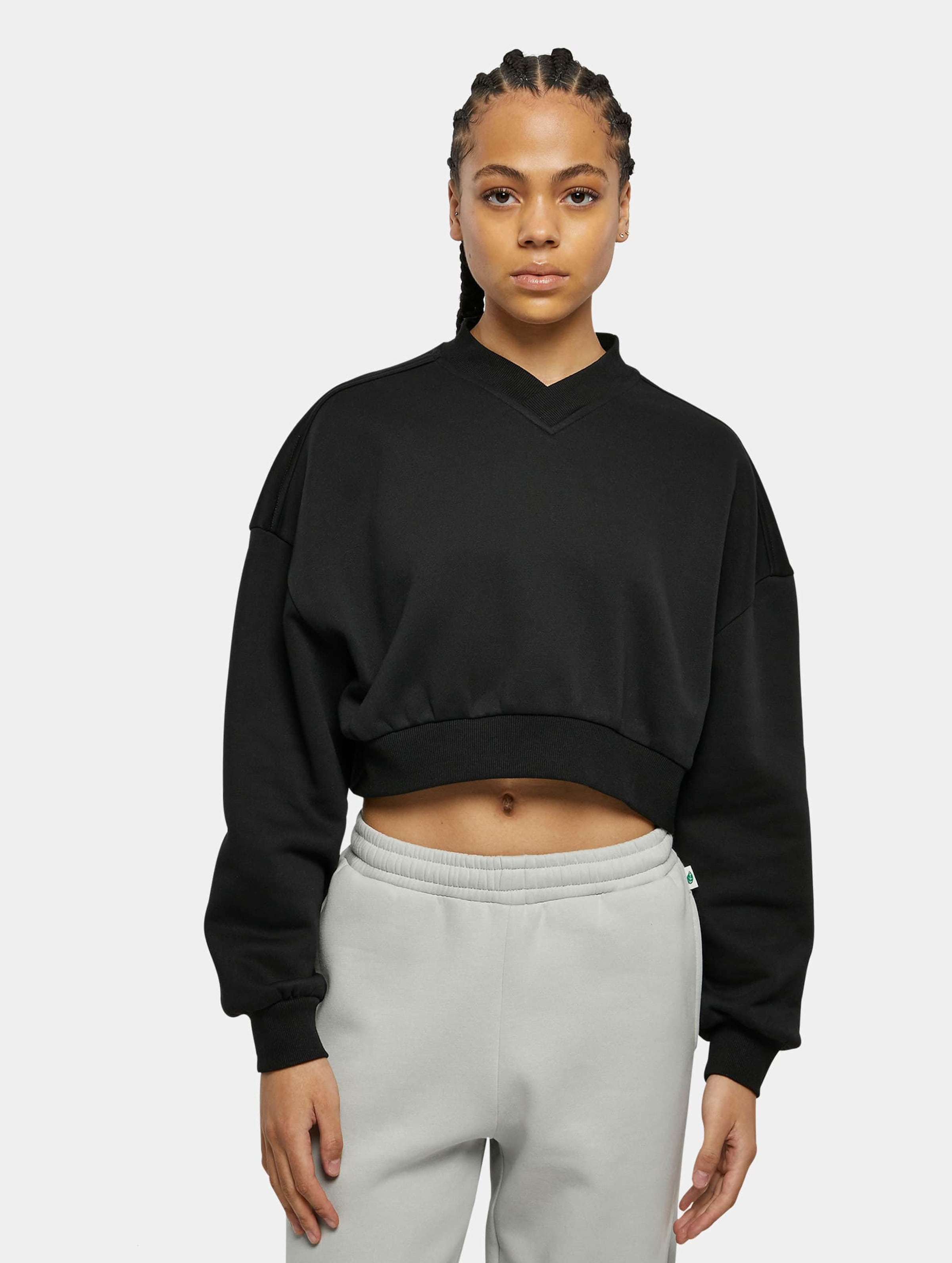 Urban Classics - VNeck Crop Sweater - S - Zwart