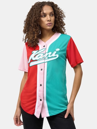 Karl Kani Varsity Block Baseball Shirt red/rose/dark mint