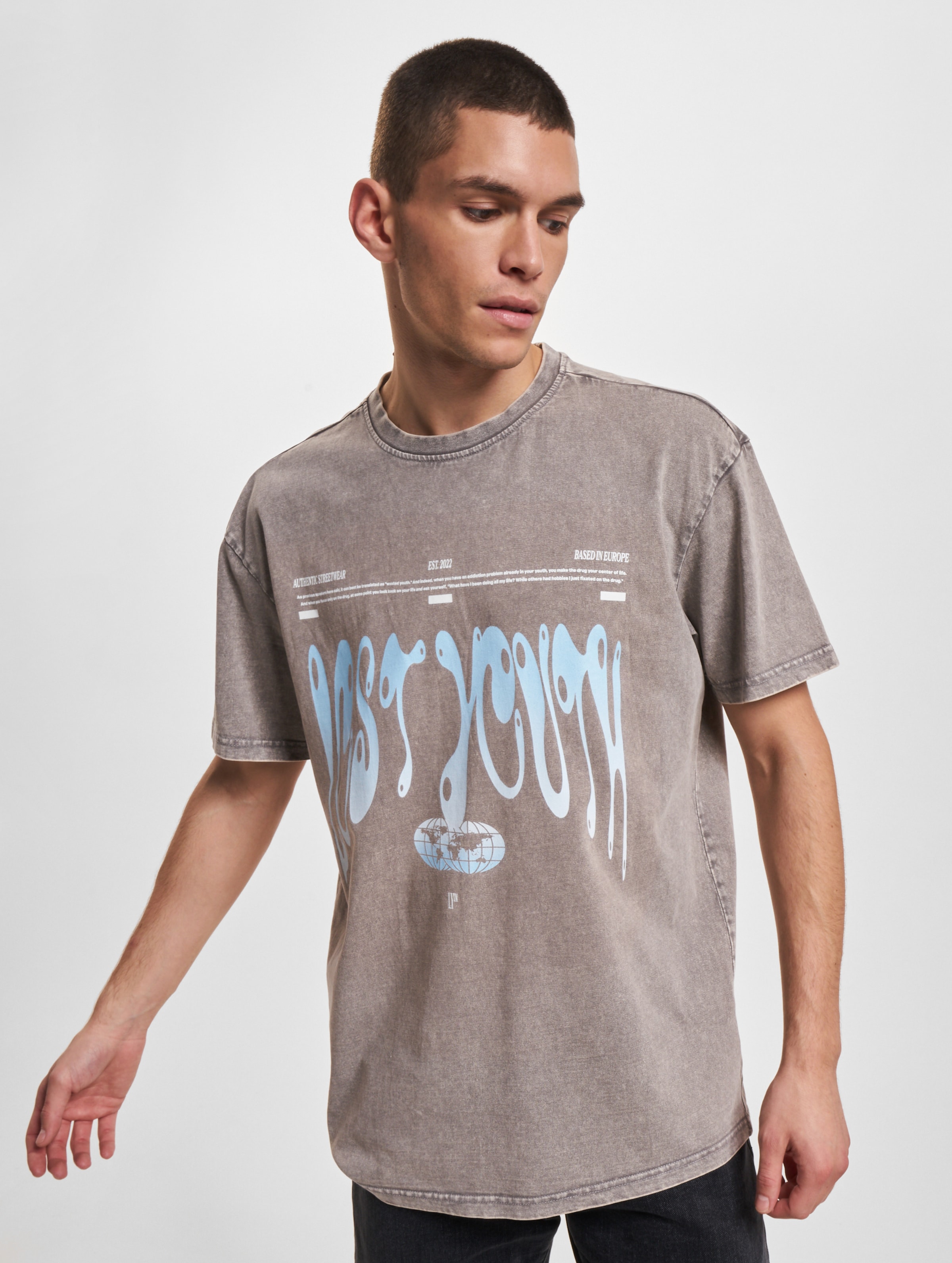 Lost Youth LY TEE- AUTHENTIC Mannen op kleur grijs, Maat XXL