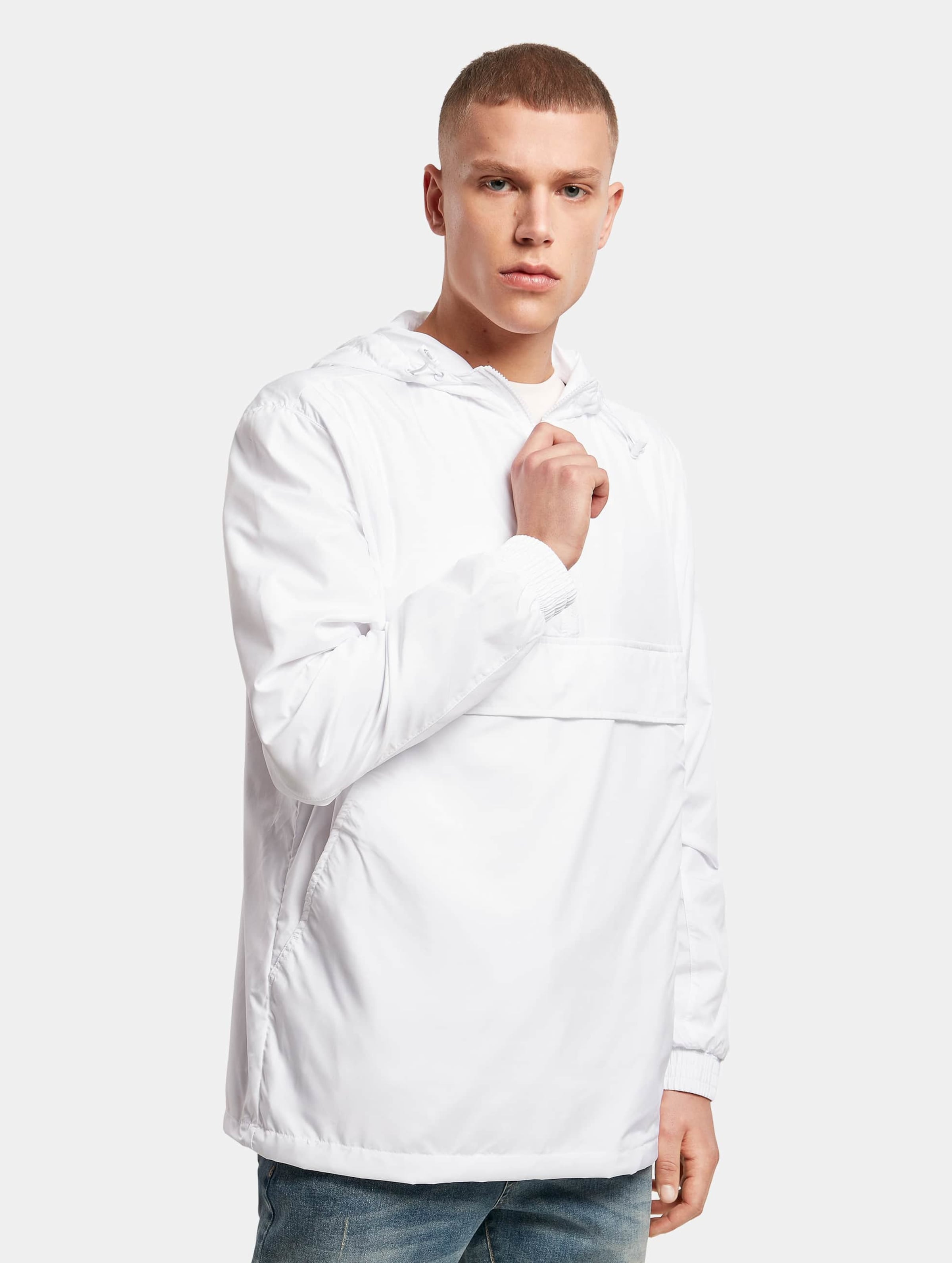 Build Your Brand Basic Pull Over Jacket Mannen op kleur wit, Maat 4XL