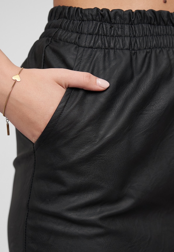Synthetic Leather Skirt with 2-Pockets-5