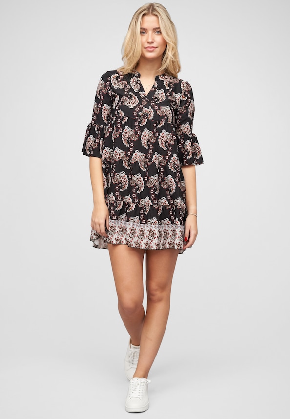 Paisley Kleid mit V-Neck und All Over Print-4