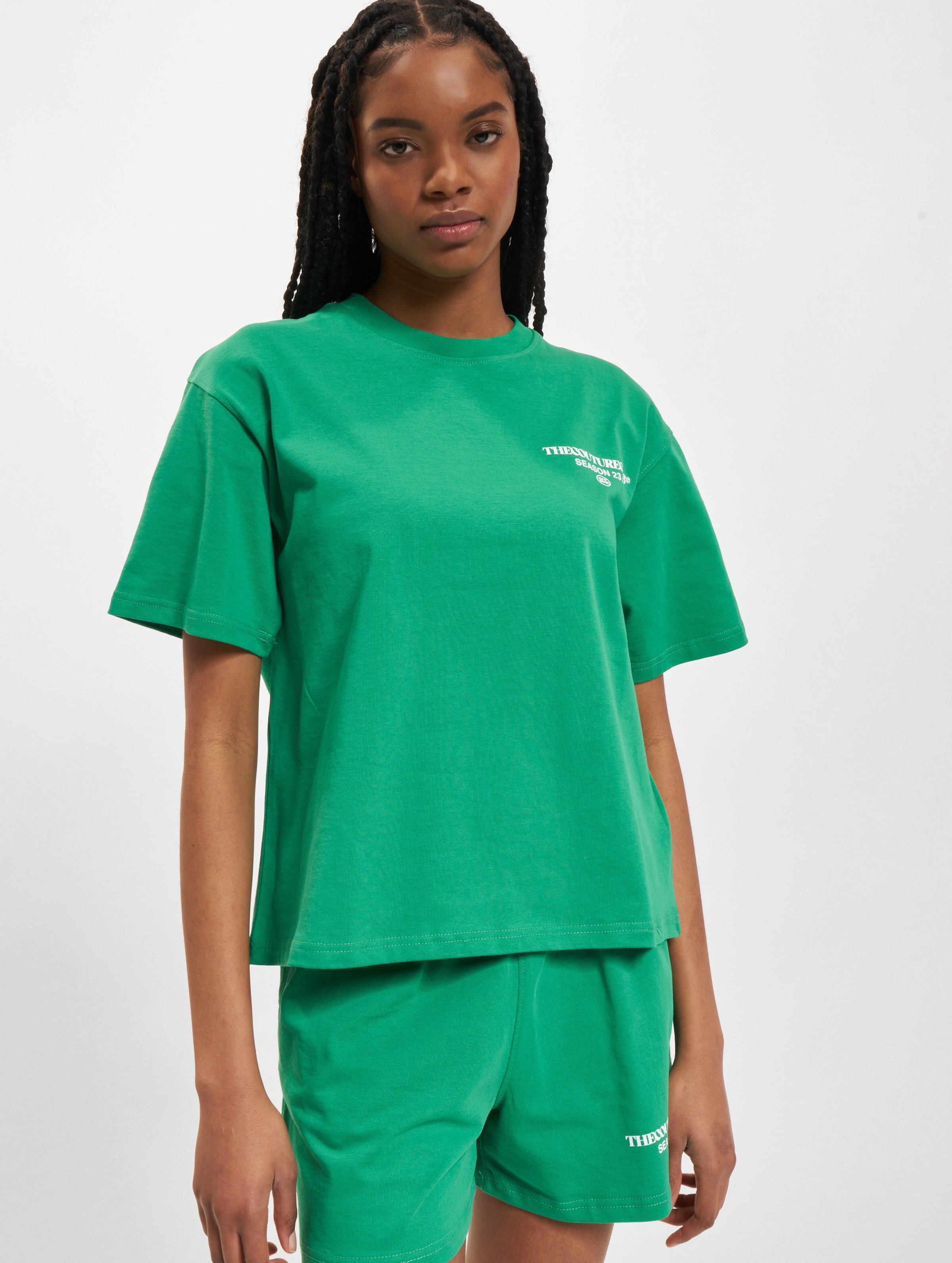 The Couture Club Season Logo Relaxed Cotton T-Shirt Vrouwen op kleur groen, Maat L