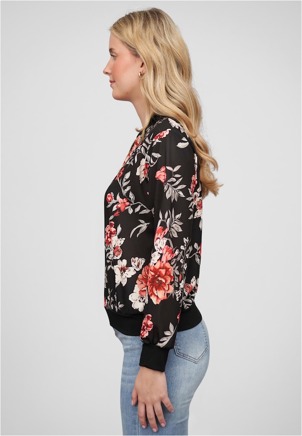 Cloud5ive Damen Blouson Bomberjacke mit Blumen Print-3