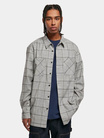 Long Oversized Checked Greyish