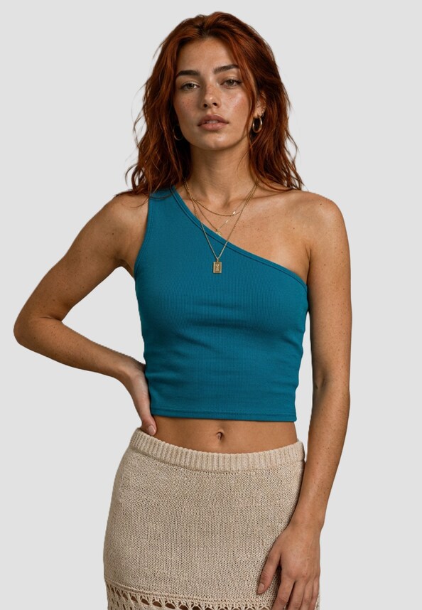 Ladies Cropped Asymmetric-0