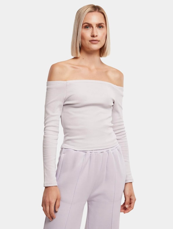 Ladies Off Shoulder Rib -0