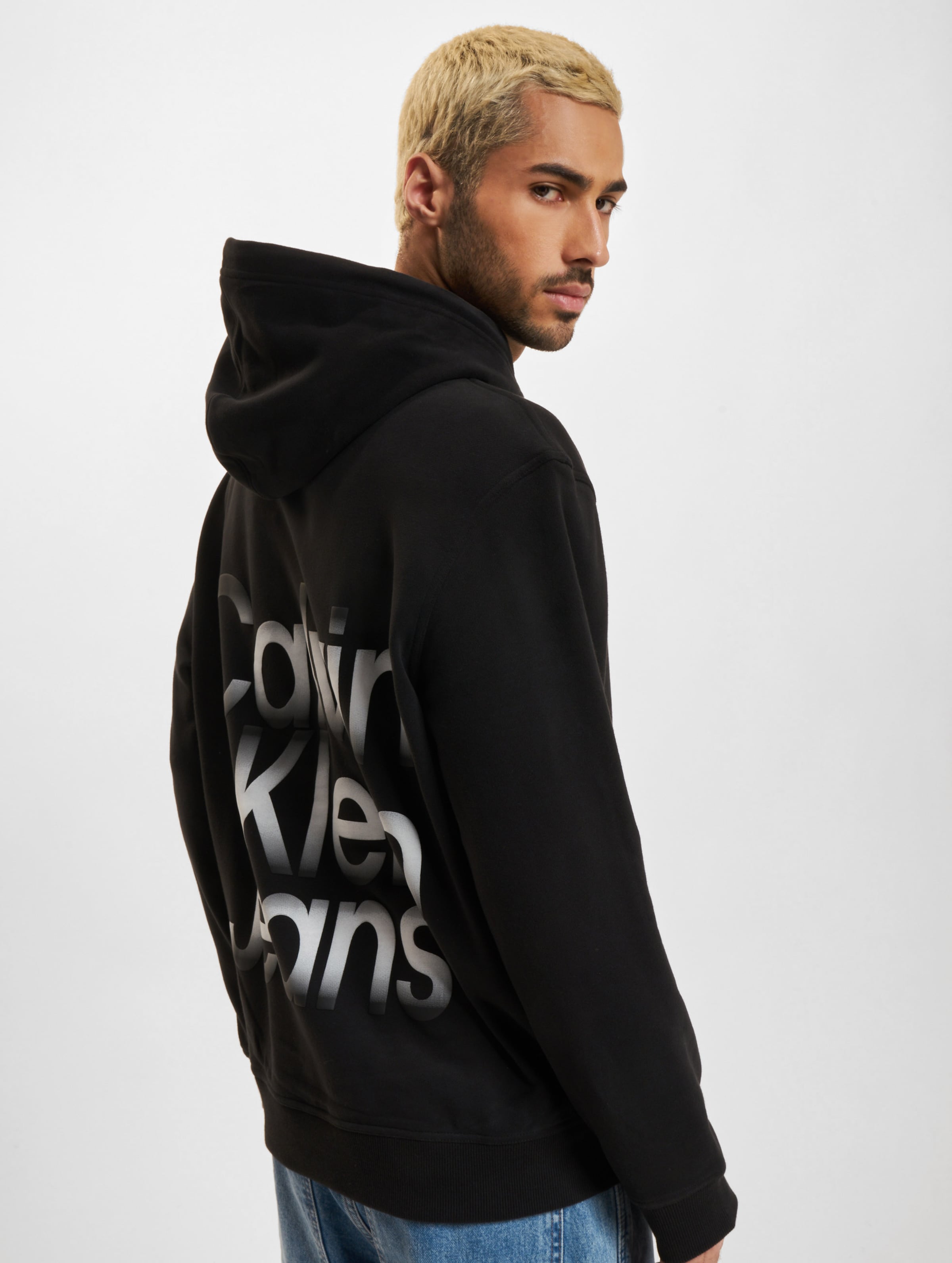 Calvin Klein Jeans Blown up Diffused Stacked Hoodies Mannen op kleur zwart, Maat M