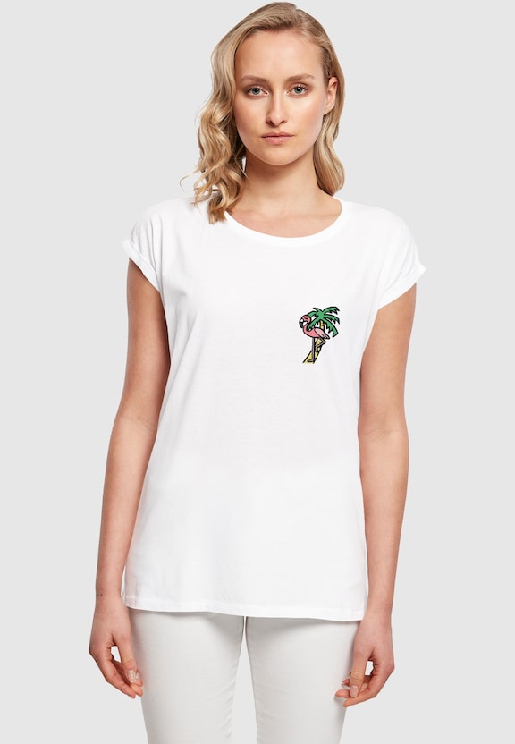 Ladies Flamingo Extended Shoulder Tee-0